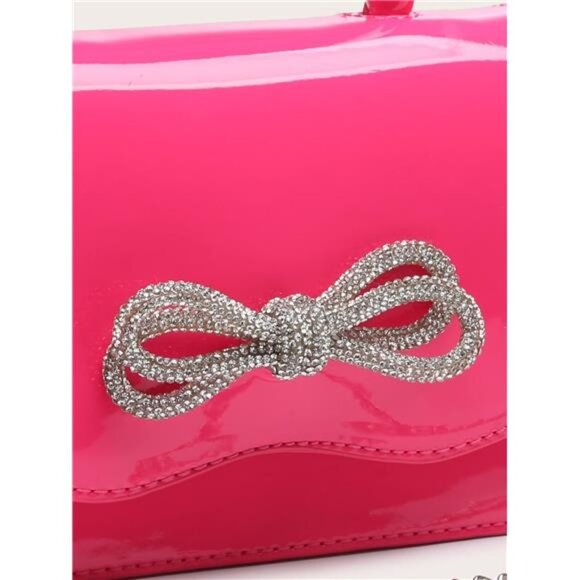 Women's Glitter Rhinestone Bow Decor Clutch Pink - Picture 6 of 6